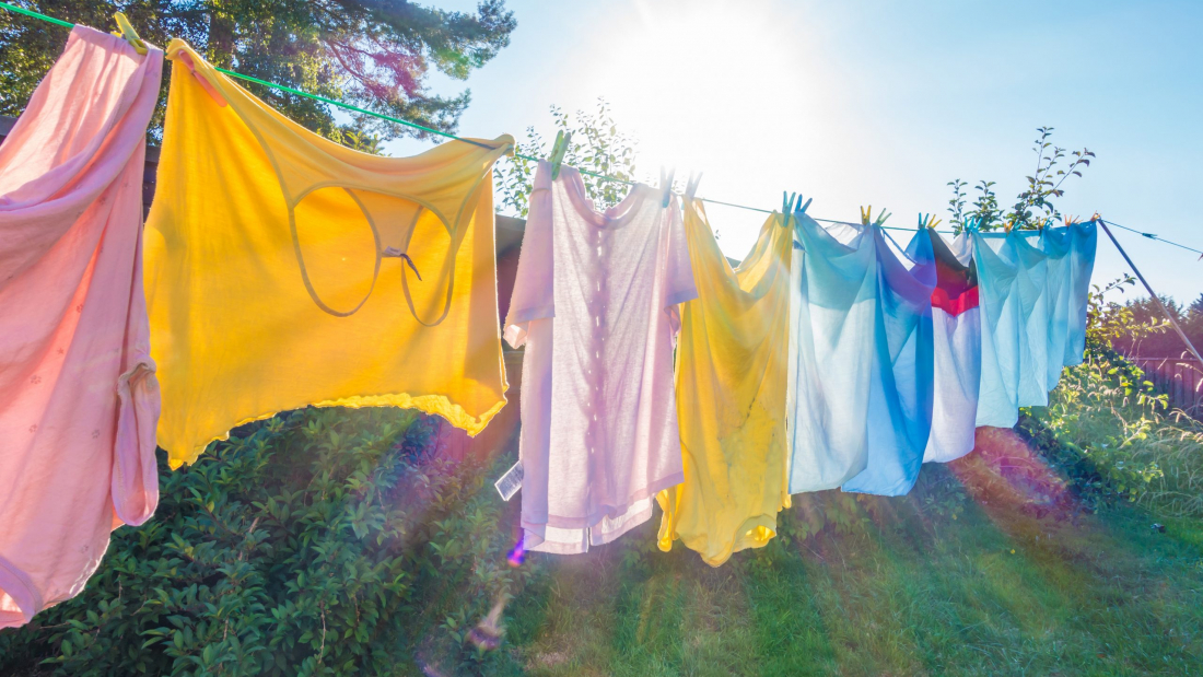 Clothes,Hanging,On,A,Washing,Line,To,Dry.
