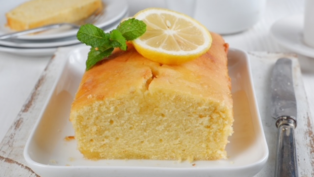 Lemon pound cake  on white background