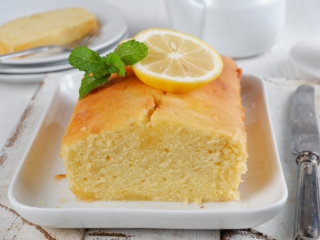 Lemon pound cake  on white background